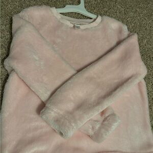 Super soft and fluffy- Girls light pink pullover sweatshirt, size 7/8